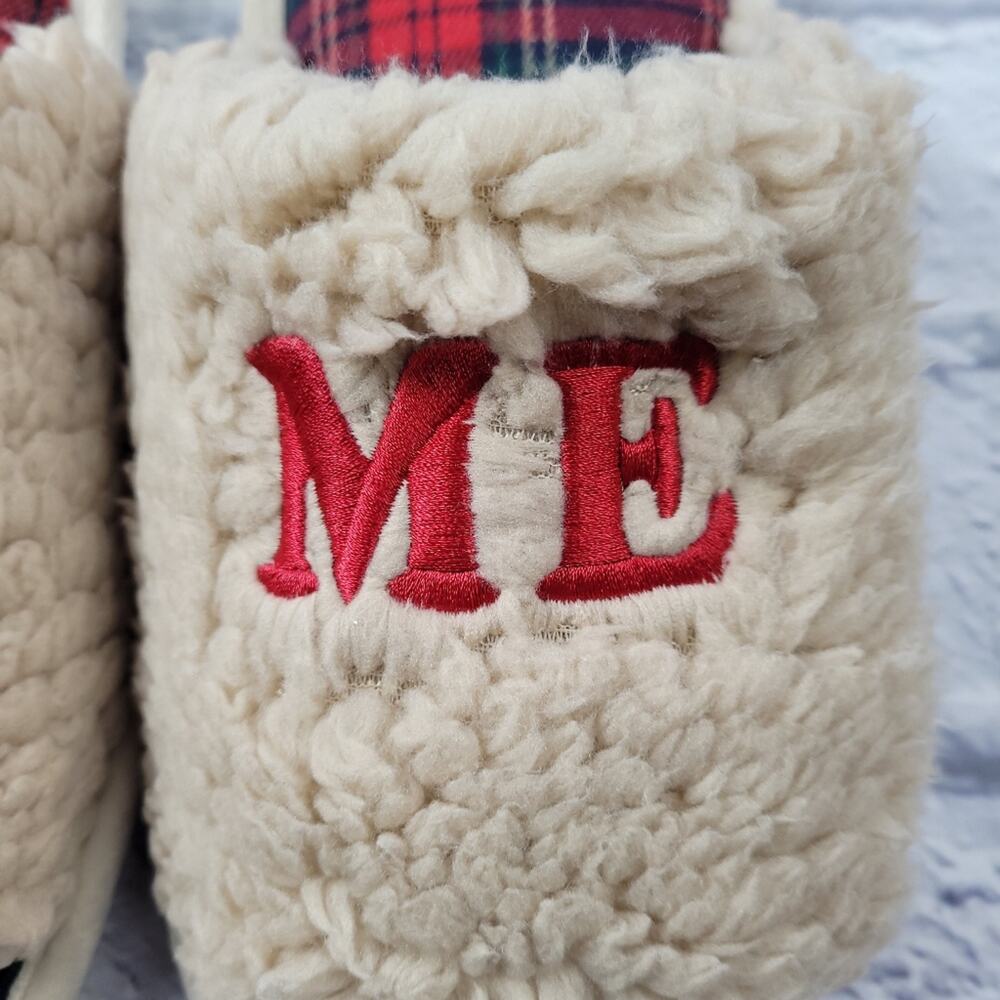 NWT "HO"ME Lane Holiday Faux Fur Dearfoams Cream Slide Slippers size XL (11-12) - Picture 4 of 15